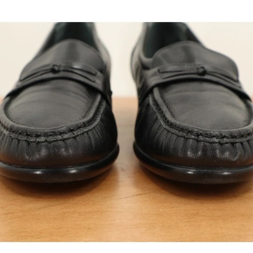 SAS Women's Black‎ Comfort Slip On Loafer Tripad Wedge Heel Leather Size 6